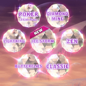 Bejeweled Classic game menu screen with various game mode options displayed in a vibrant, jewel-themed interface.