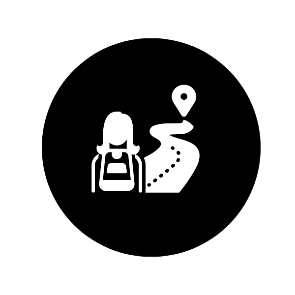 Icon of a person walking with a briefcase — representing the start of a journey into tech