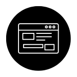 Icon representing website design with layout and browser elements