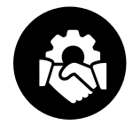 Icon showing handshake to represent freelance web design projects