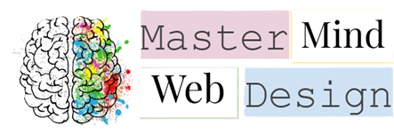 Mastermind Web Design logo showing colorful brain and brand name
